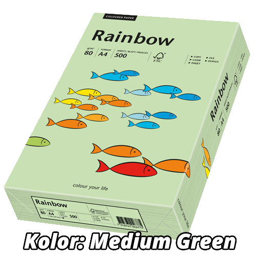 papier drukarkowy do druku papyrus rainbow mdeium green 80 g gram na metr kwadratowy g/m2 gramatura a3 format dobra jakość sprzedaz lodz